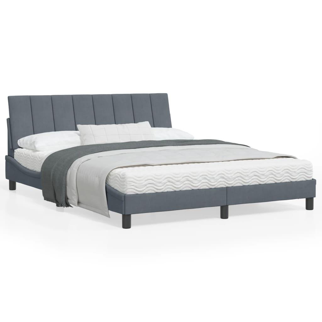 Sengeramme med LED uden madras Hanko 160x200 cm velour mørkegrå