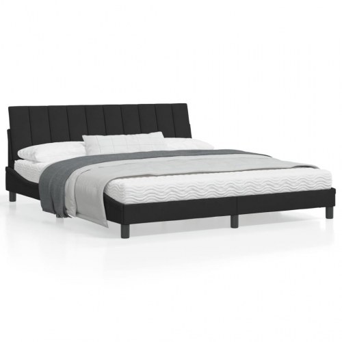 Sengeramme Hanko med LED 180 x 200 cm - sort velour