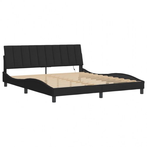 Sengeramme Hanko med LED 180 x 200 cm - sort velour