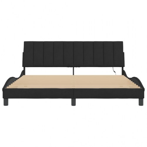 Sengeramme Hanko med LED 180 x 200 cm - sort velour