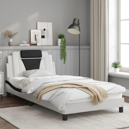 Sengeramme Viana 100 x 200 cm i kunstlæder - sort/hvid