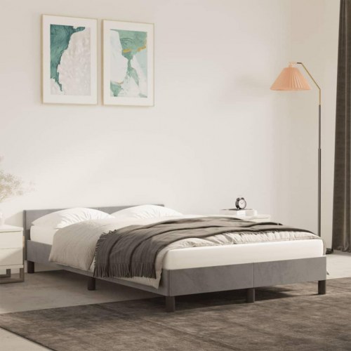 Sengeramme uden madras 120 x 190 cm i fløjl - lysegrå