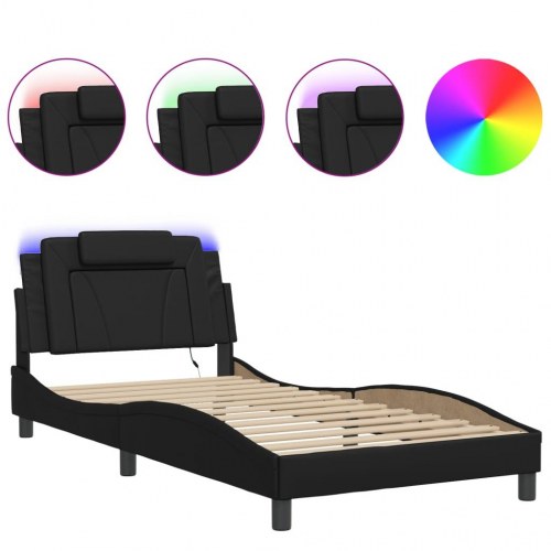 Sengeramme Viana med LED uden madras - sort, 100 x 200 cm