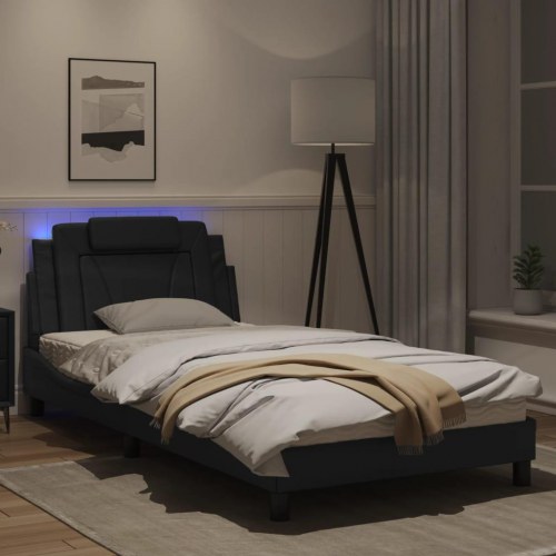 Sengeramme Viana med LED uden madras - sort, 100 x 200 cm