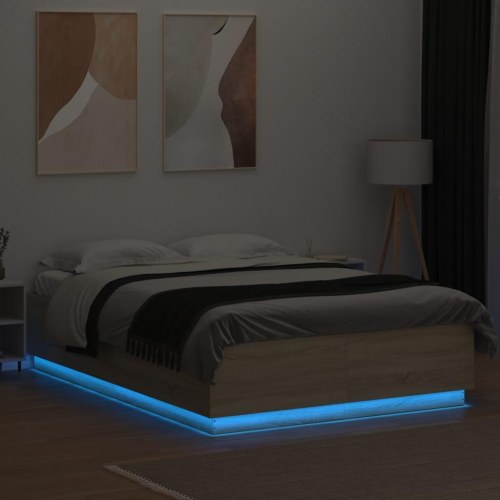 Sengeramme med LED-lys 150 x 200 cm - sonoma-eg