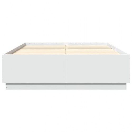 Sengeramme med RGB LED-lys 150 x 200 cm - hvid