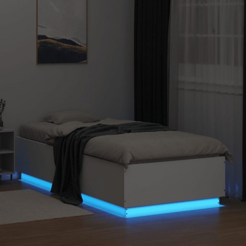 Sengeramme med LED-lys 100 x 200 cm - hvid