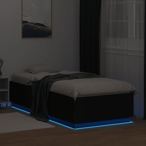 Sengeramme med LED-lys 90 x 200 cm - sort