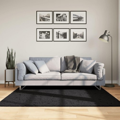 Gulvtæppe OVIEDO 160x160 cm kort luv sort