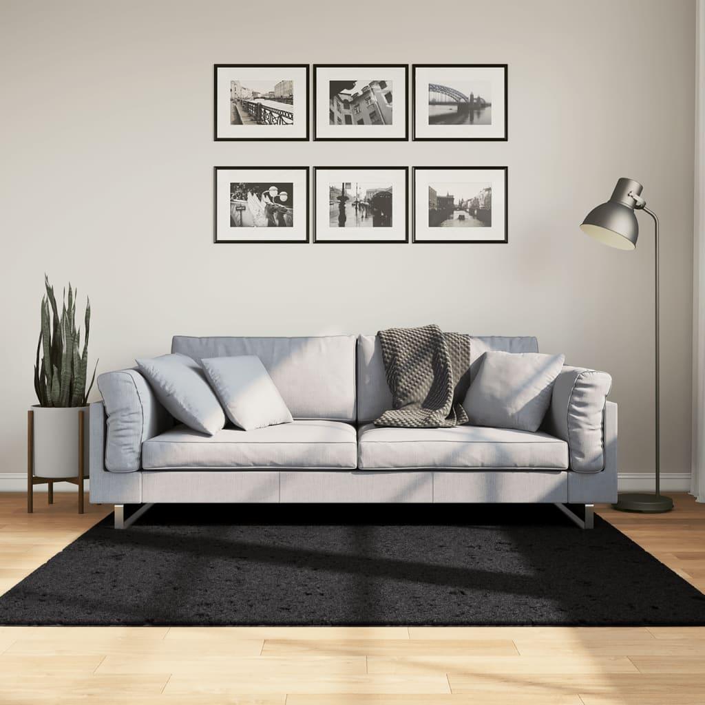 Gulvtæppe OVIEDO 160x160 cm kort luv sort