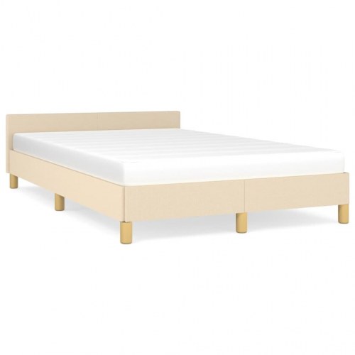 Sengeramme med sengegavl 120x190 cm - stof, cremefarvet