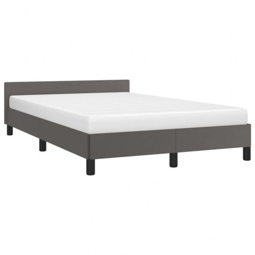Sengeramme med gavl 120 x 190 cm i kunstlæder - grå