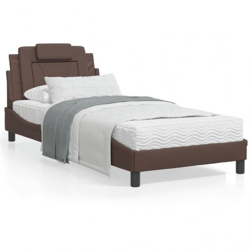 Sengeramme Viana med LED uden madras 90x200 cm brun