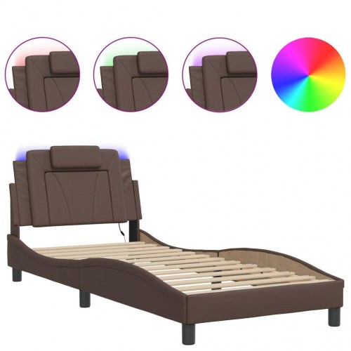 Sengeramme Viana med LED uden madras 90x200 cm brun