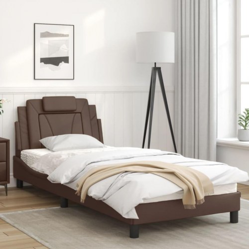 Sengeramme Viana med LED uden madras 90x200 cm brun