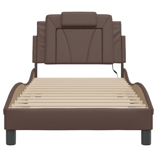 Sengeramme Viana med LED uden madras 90x200 cm brun