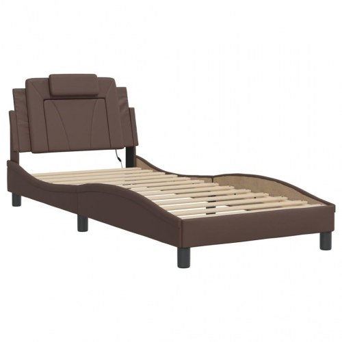 Sengeramme Viana med LED uden madras 90x200 cm brun