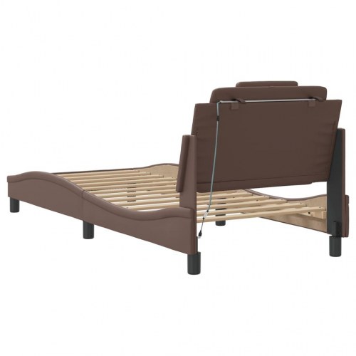 Sengeramme Viana med LED uden madras 90x200 cm brun