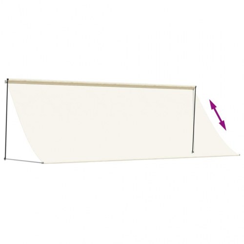 Sammenrullelig markise 400 × 150 cm - cremefarvet stof, stålramme