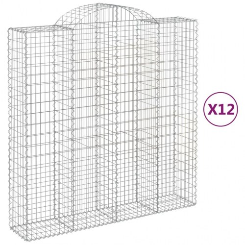 Buede gabionkurve - 12 stk. 200×50×200/220 cm i galvaniseret jern