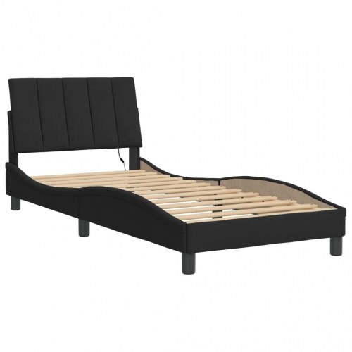 Sengeramme med LED Hanko 90 x 200 cm - sort velour