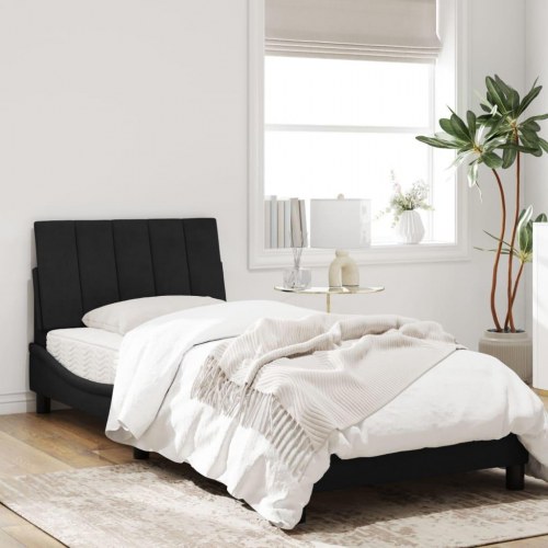 Sengeramme med LED Hanko 90 x 200 cm - sort velour