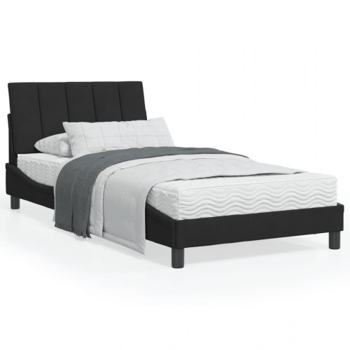Sengeramme med LED Hanko 100 x 200 cm - sort velour