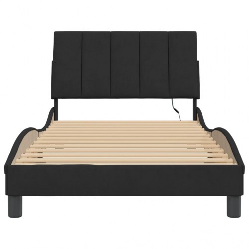 Sengeramme med LED Hanko 100 x 200 cm - sort velour