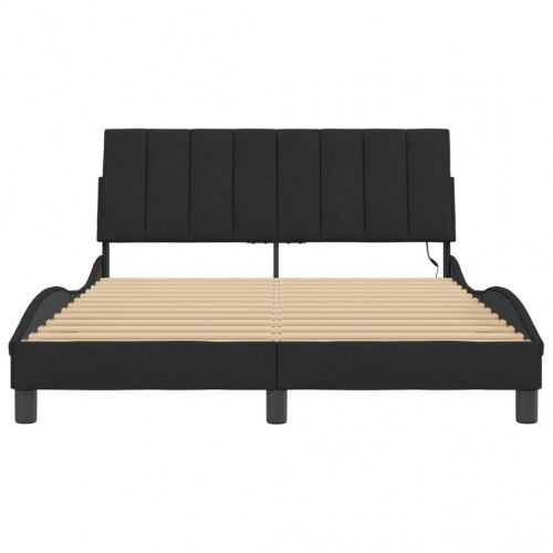 Sengeramme med LED Hanko 120 x 200 cm - sort velour