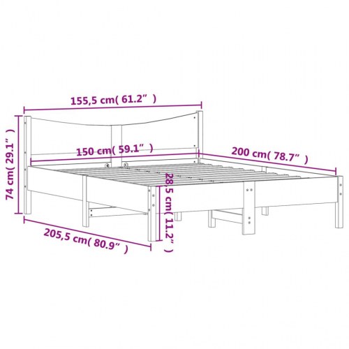Sengeramme 150x200 cm i massivt fyrretræ