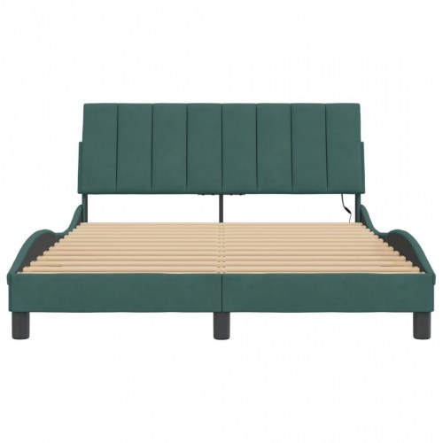 Sengeramme med LED Hanko 140 x 190 cm - mørkegrøn