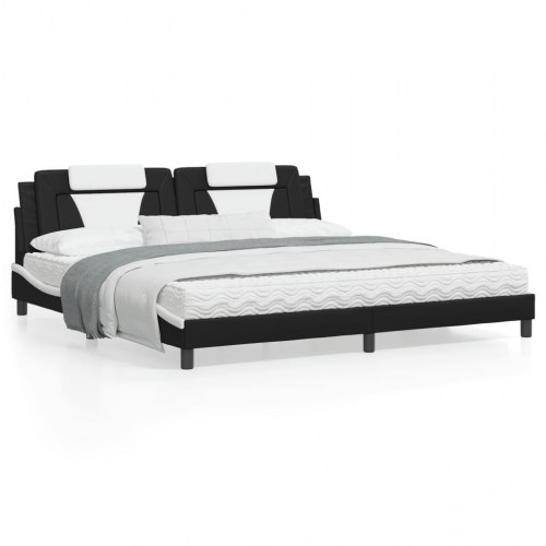 Sengeramme Viana 200 x 200 cm med hovedgærde - sort og hvid