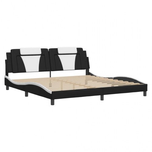 Sengeramme Viana 200 x 200 cm med hovedgærde - sort og hvid