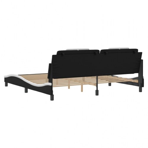 Sengeramme Viana 200 x 200 cm med hovedgærde - sort og hvid