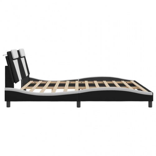 Sengeramme Viana 200 x 200 cm med hovedgærde - sort og hvid