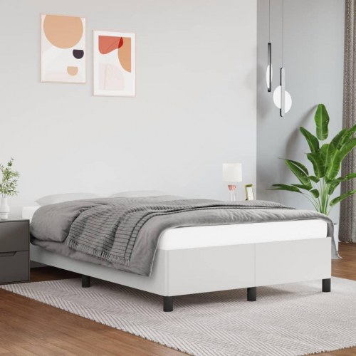Sengeramme 120x190 cm i hvidt kunstlæder - enkeltseng