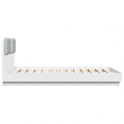 Sengeramme med sengegavl 120x200 cm konstrueret træ hvid