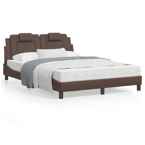 Sengeramme Viana med LED uden madras - brun, 120 x 200 cm