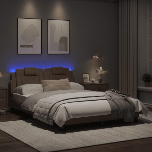 Sengeramme Viana med LED 120 x 200 cm uden madras - cappuccino