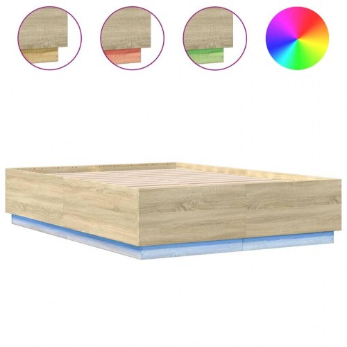 Sengeramme med LED-lys 120 x 200 cm - sonoma-eg