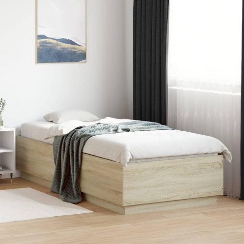 Sengeramme med LED-lys 90 x 200 cm - sonoma-eg