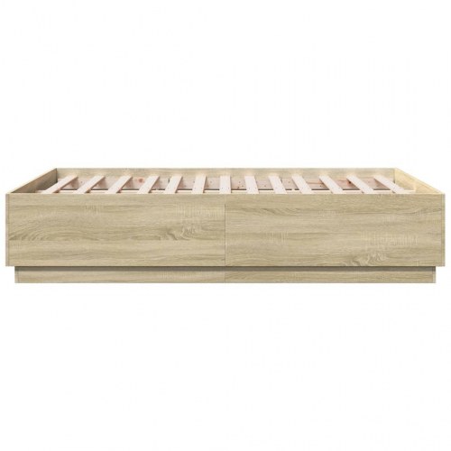 Sengeramme med LED-lys 120 x 190 cm - sonoma-eg