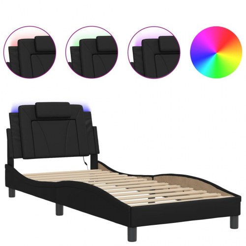 Sengeramme Viana med LED uden madras 90 x 190 cm - sort