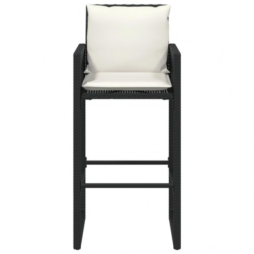 Barstole til haven med hynder 2 stk. polyrattan sort