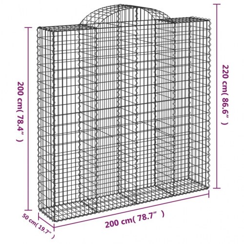 Buede gabionkurve - 10 stk. 200×50×200/220 cm i galvaniseret jern