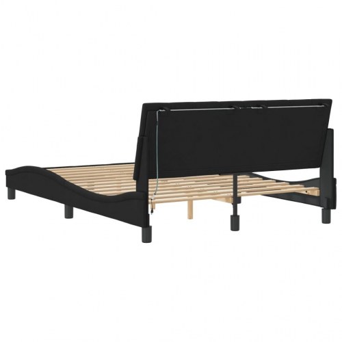 Sengeramme med LED Hanko 140 x 190 cm - sort