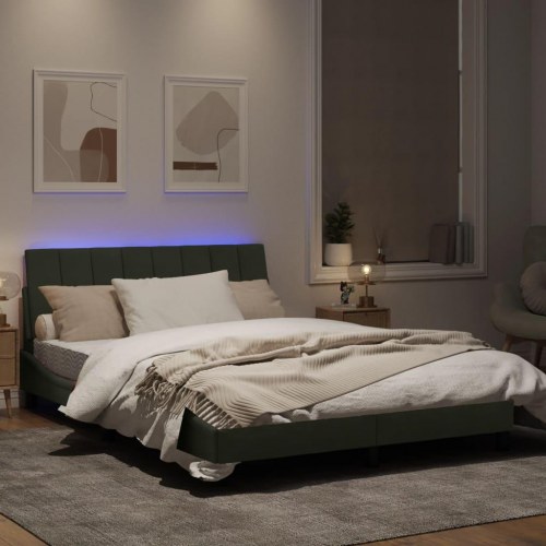 Sengeramme Hanko med LED uden madras 140 x 190 cm - lysegrå velour