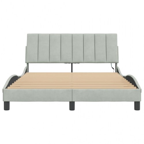 Sengeramme Hanko med LED uden madras 140 x 190 cm - lysegrå velour