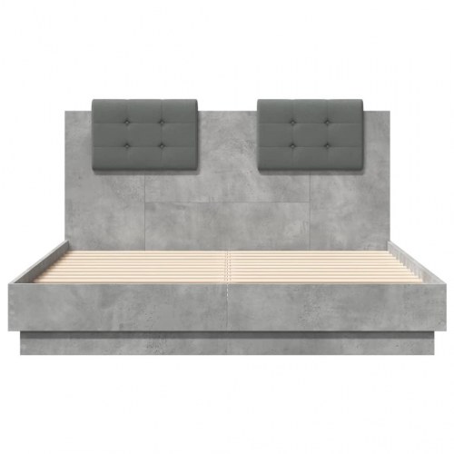 Sengeramme med sengegavl 135 x 190 cm - betongrå