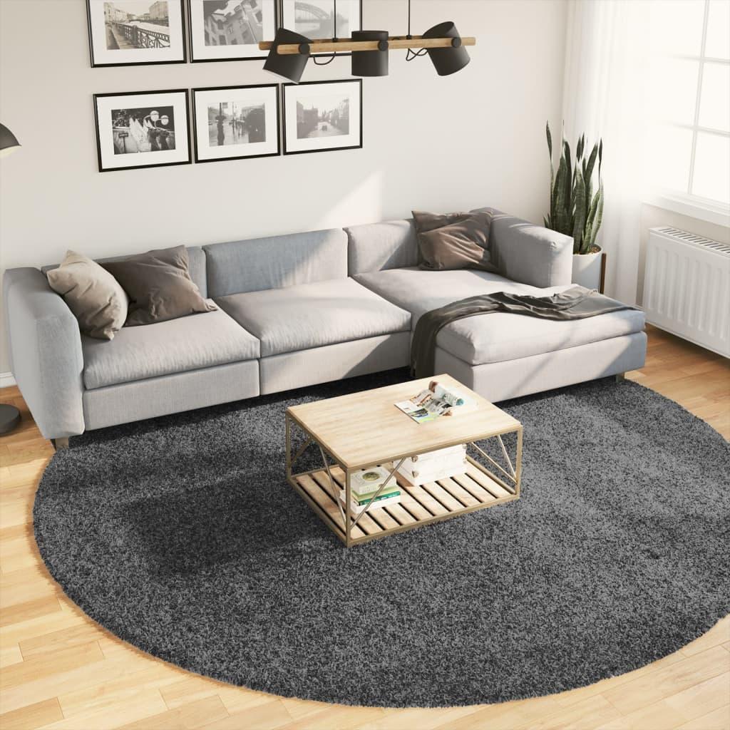 Gulvtæppe OVIEDO Ø 280 cm kort luv antracitgrå